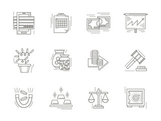 Fototapeta premium Banking flat line icons set