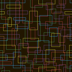 Fototapeta premium Seamless abstract colored pattern with lines on black background Vector