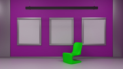 Frame on wall 3d rendering