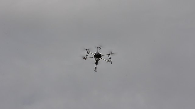 Modern drone is flying 