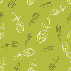 Seamless pattern olive seamless in outline style