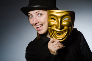 Woman with mask in funny concept