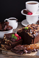 Chocolate loaf cake with nuts
