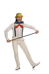 Man in funny concept isolated on white