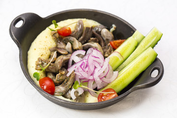 mashed potatoes with mushrooms and onions cucumber