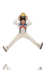 Man in funny concept isolated on white