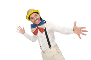 Man in funny concept isolated on white