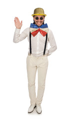 Man in funny concept isolated on white