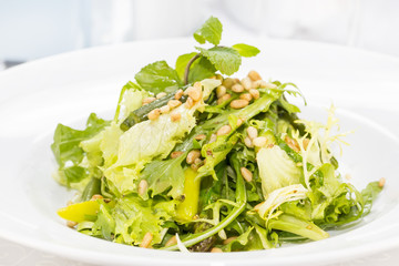 vegetable salad with asparagus on a table in a restaurant