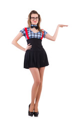 Schoolgirl isolated on the white background