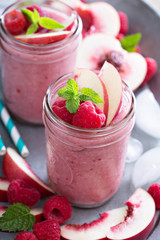 Raspberry and peach smoothie