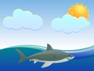 Shark swimming in the sea vector