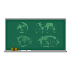 黒板と世界地図