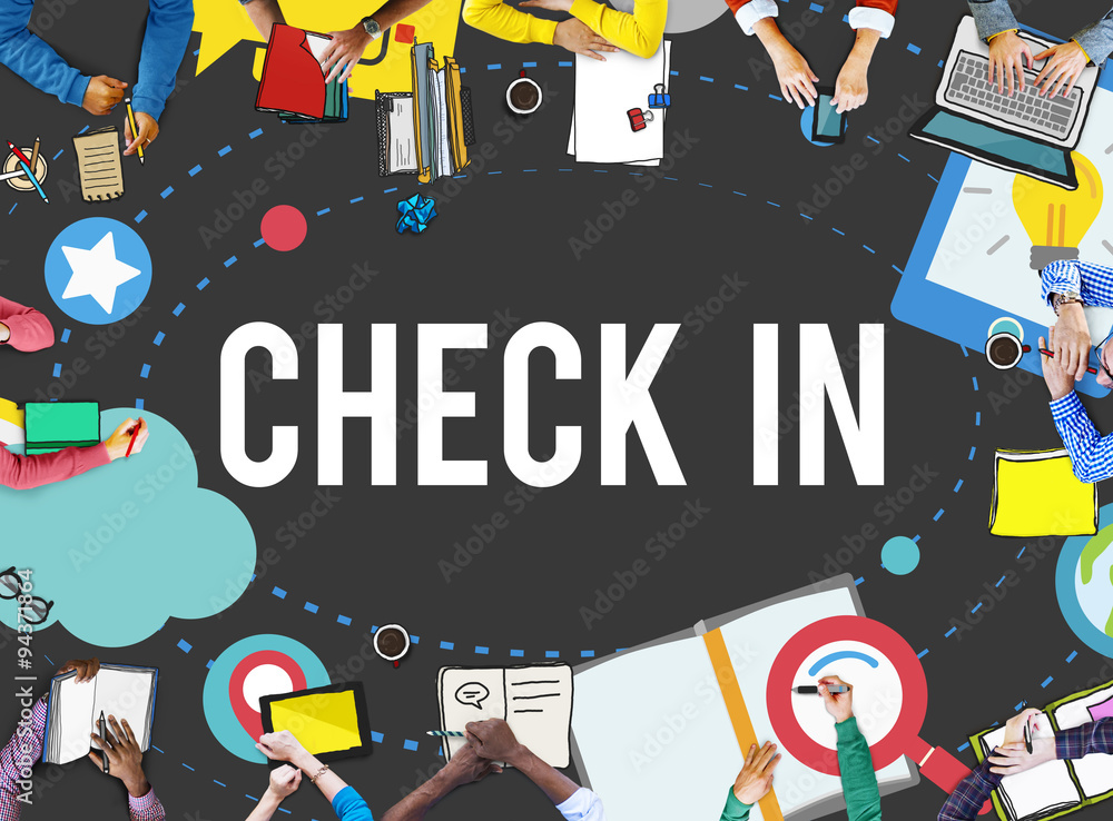 Poster check in location navigation position place concept
