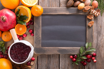 Fall and winter ingredients chalkboard frame