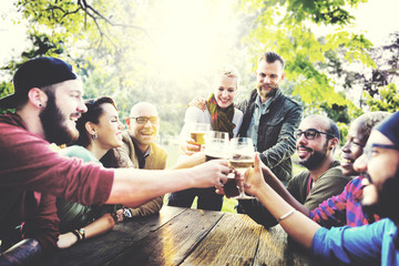 Diverse People Friends Hanging Out Drinking Concept