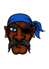 Cartoon pirate in bandanna and eye patch
