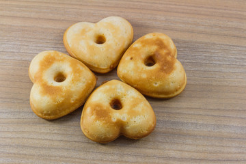 Waffles heart shape on plastic package