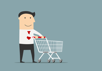 Businessman with empty shopping cart © Vector Tradition