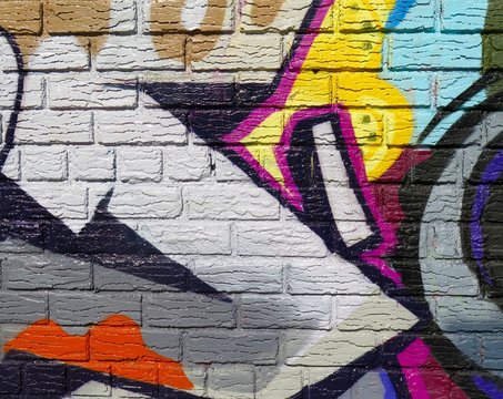 Painted Wall: Colorful Abstract Pattern in Detail of Graffiti