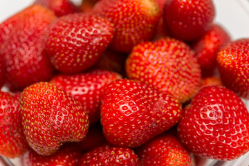 Strawberries arranged on the display