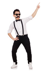 Young positive man isolated on white