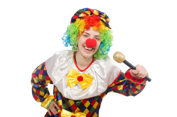 Clown with mic isolated on white background