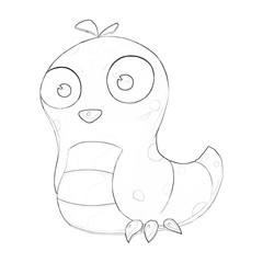 Illustration: Coloring Book Series: Worm. Soft line. Print it and bring it to Life with Color! Fantastic Outline / Sketch / Line Art Design. 