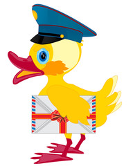 Duckling postman with envelope