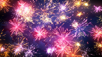 Fototapeta premium fireworks display with lots of colorful bursts