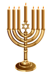 Fototapeta premium Hanukkah candleholder with 7 candles. Candlestick for 7 candles. Minor