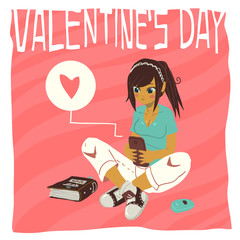 Vector cartoon Happy valentine's day.