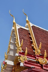 Thai temple roof/beautiful thai temple roof on blue sky background.