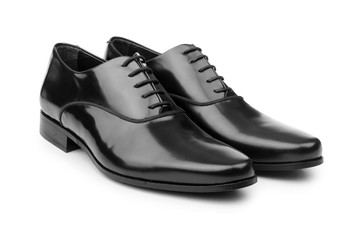 Male black shoes isolated on white