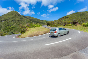 virage des Plaines vers le col de Bellevue, île de la Réunion