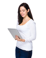 Fototapeta premium Woman use of the tablet pc