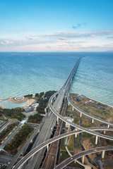 Naklejka premium railroad bridge connected to Kansai international airport