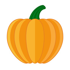 Entire pumpkin vector flat halloween icon, vegetable  