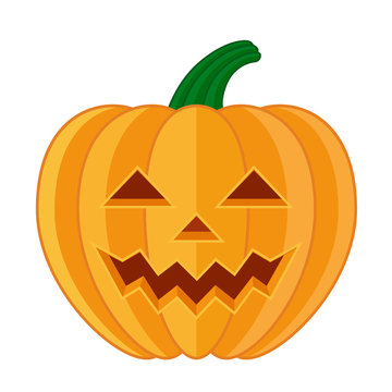 Pumpkin face flat vector halloween icon