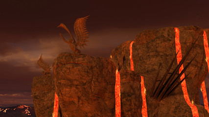 3D rendered hell enviroment