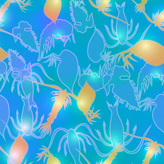 Obraz na płótnie Canvas Sea life seamless pattern ocean animals pattern, sea life background