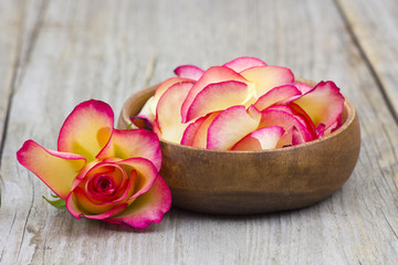 Fototapeta na wymiar bowl full of rose petals