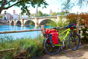 Way of Saint James in Logrono bridge Ebro river