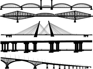 five long bridges collection isolated on white