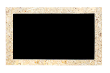 Recycle wood picture frame isolated on white.