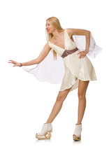 Naklejka premium Woman wearing white dress isolated on white