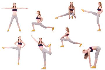 Set of photos with model and swiss ball