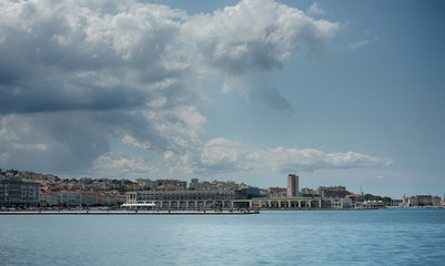 Harbor in Trieste, Italy in summer cloudy day