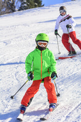 Fototapeta na wymiar Beim Skifahren auf der Piste