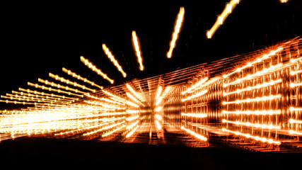 zoom blur abstract background. the light trails on black background. © pakoefoto